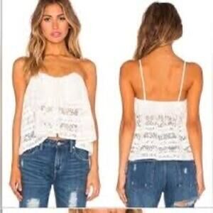 Free People Sydney Lace Ivory Tube Top Boho Festival Babydoll Hippie sz Med $128